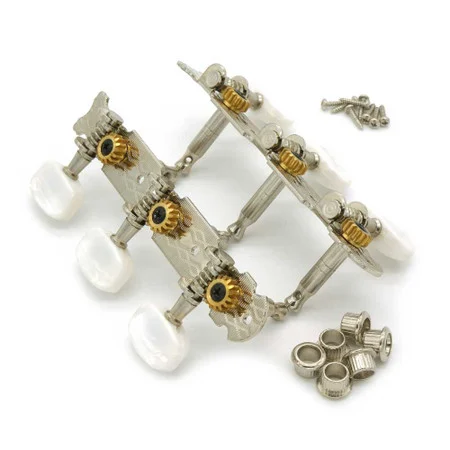 3-on-a-plate Tuners - Folk-Style with Pearloid Buttons