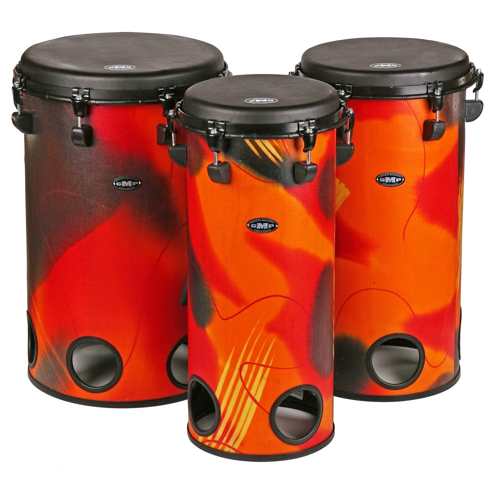 3-Piece Tubolo Set (10", 12", 14"), Tuneable/Lug-Tuned - Abstract Orange