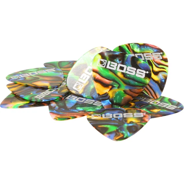 Boss Celluloid Pick Thin ABALONE 12 Pack BPK-12-AT