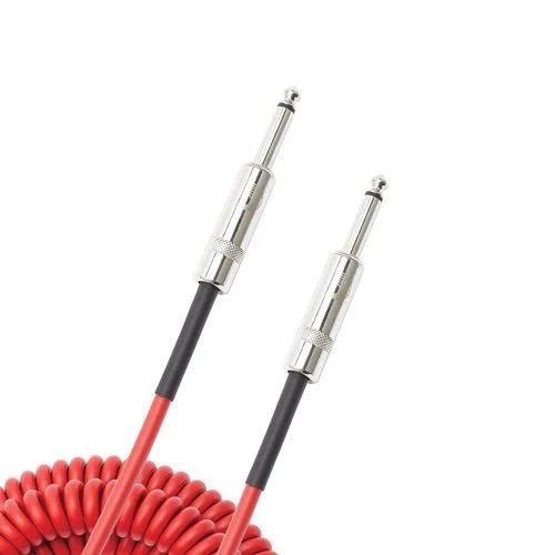 D'Addario PW-CDG-30RD Coiled Straight to Straight Instrument Cable- 30 foot Red