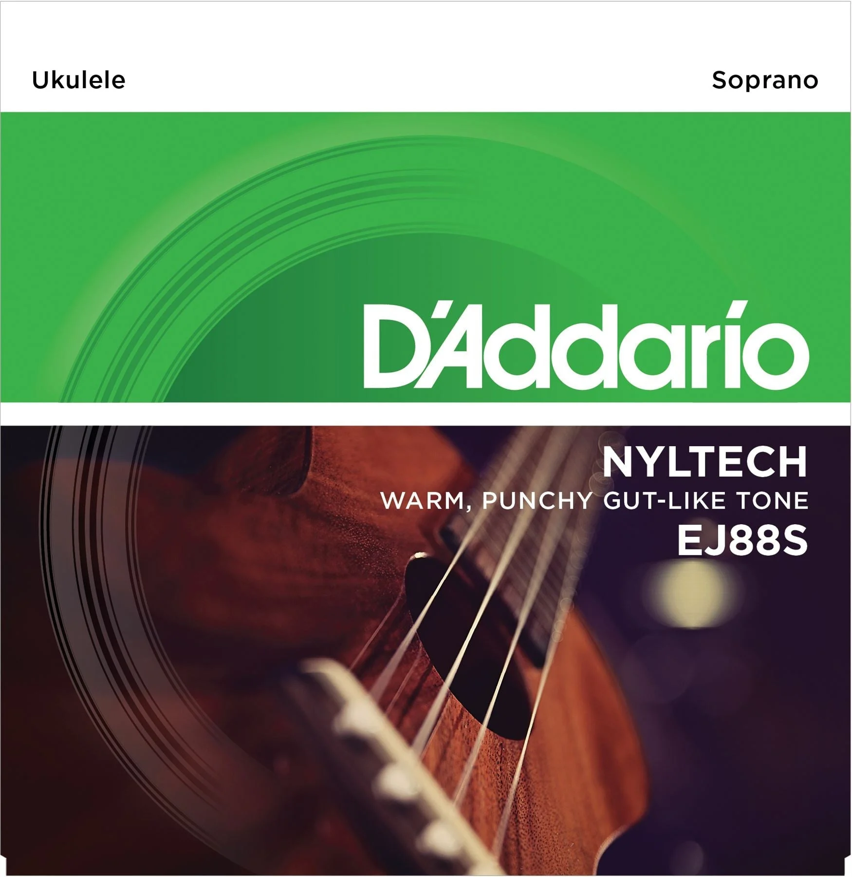 D'Addario Soprano Nyltech Warm, Punchy, Gut-Like Tone Ukulele Strings Set, EJ88S
