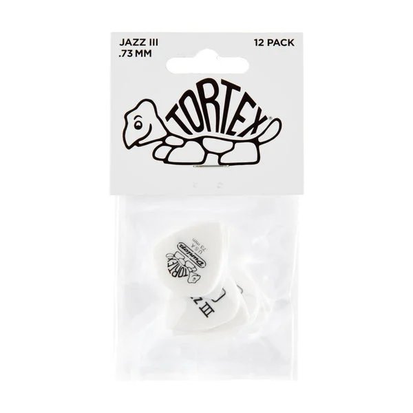 Dunlop 0.73mm Tortex White Jazz III Guitar Pick (12/pack) 478P.73
