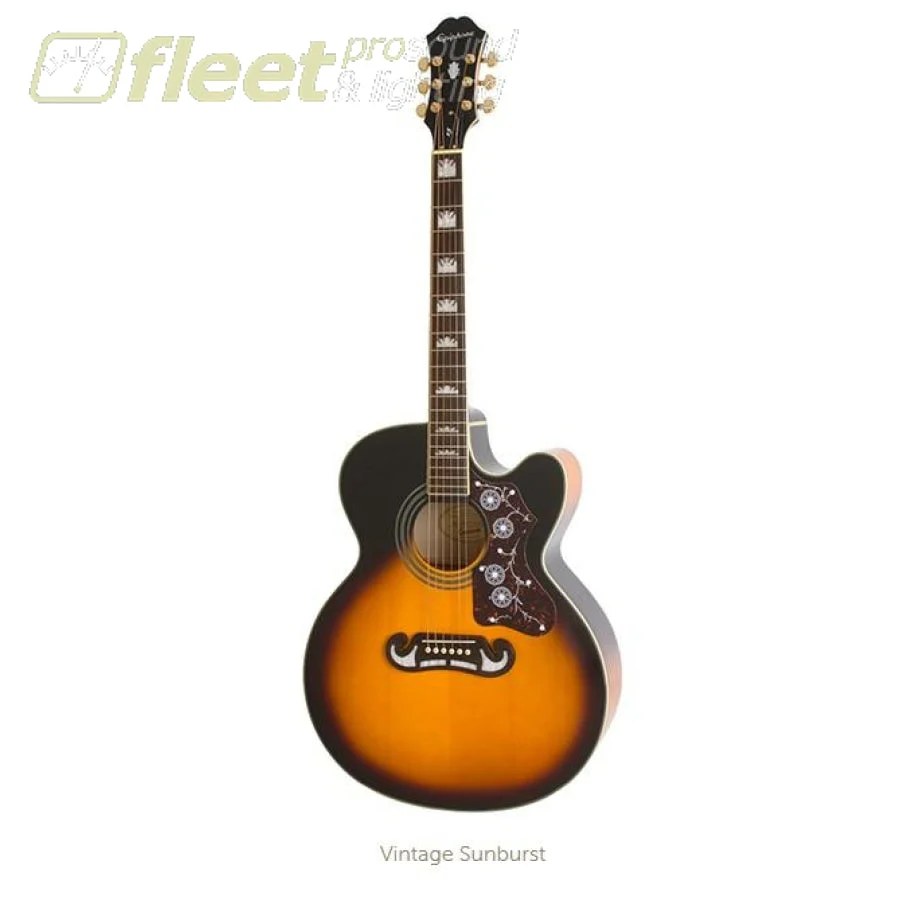 Epiphone J-200 EC Studio Acoustic Guitar with Electronics - Vintage Sunburst EJ200CEVSGH