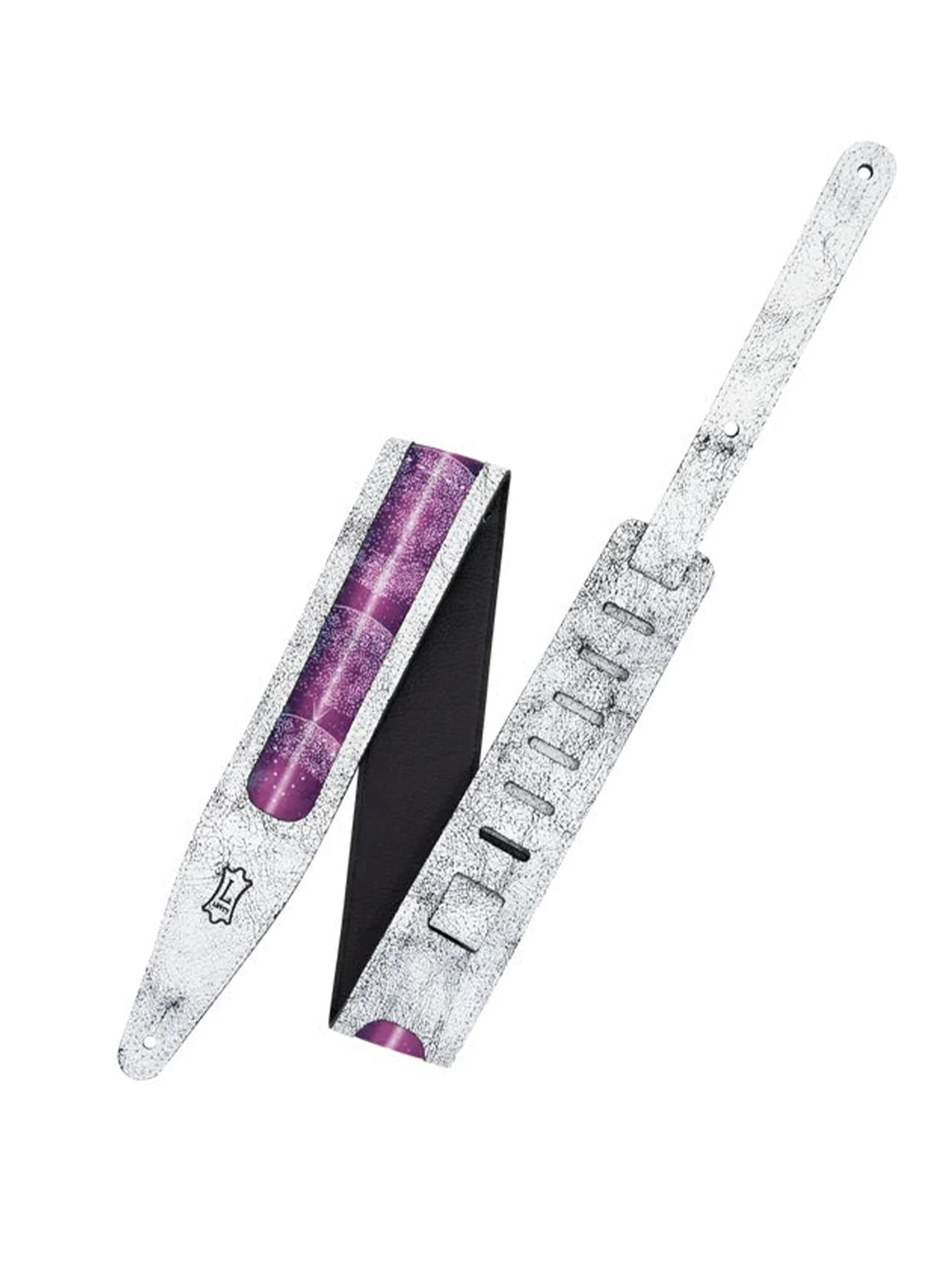 Levy's MG317ZB-WHT Wide 2.5" Wide Leather Strap with Cosmic Print, White