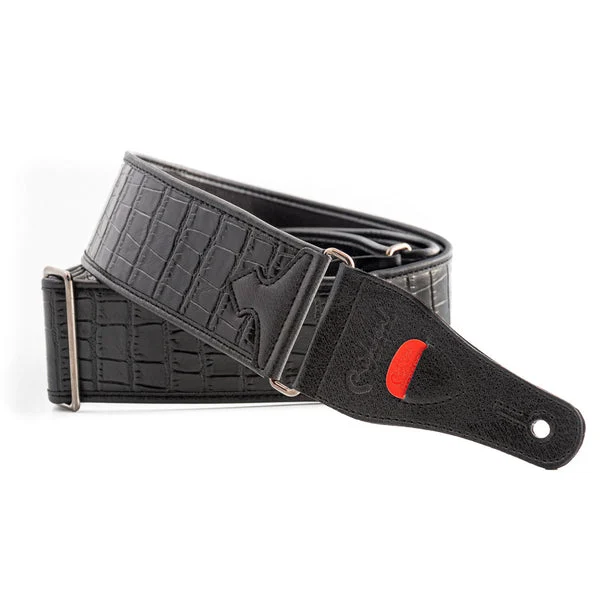 RightOn! Talisman Alligator Black Guitar Strap