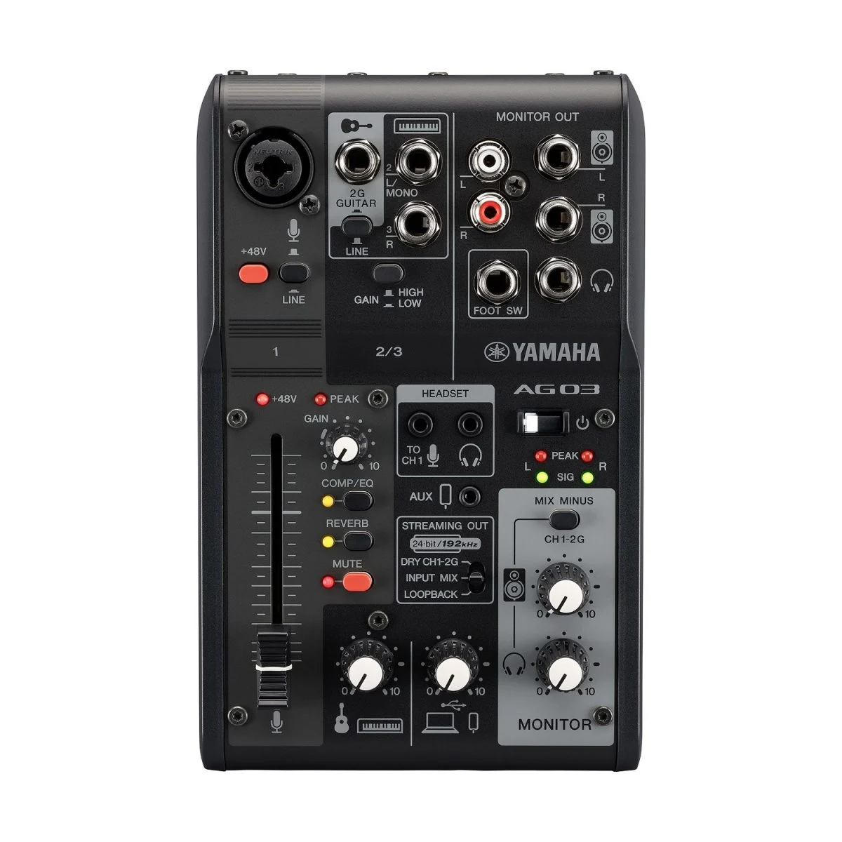 Yamaha – AG03MK2 – Mixer USB audio pour diffusion en direct à 3 canaux
